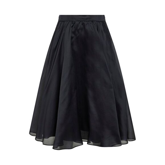 Max Mara Studio Women Black Silk Organza Msecalle Midi Full Skirt